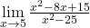 \lim\limits_{x\to 5} \frac{\(x^2-8x+15}{x^2-25}