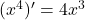 (x^4)'=4x^3