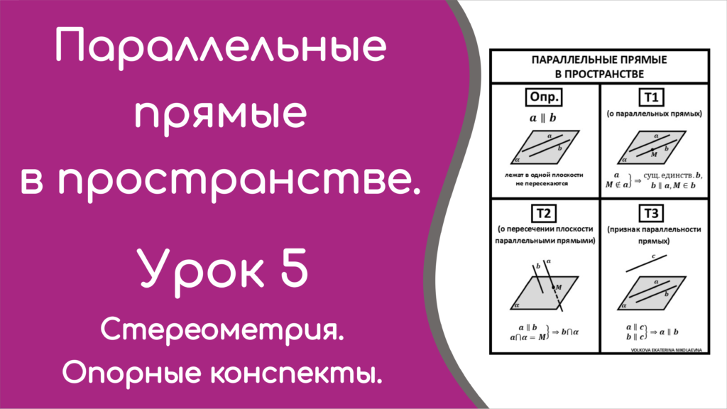 Read more about the article Параллельные прямые в пространстве. Урок 5. Опорный конспект.