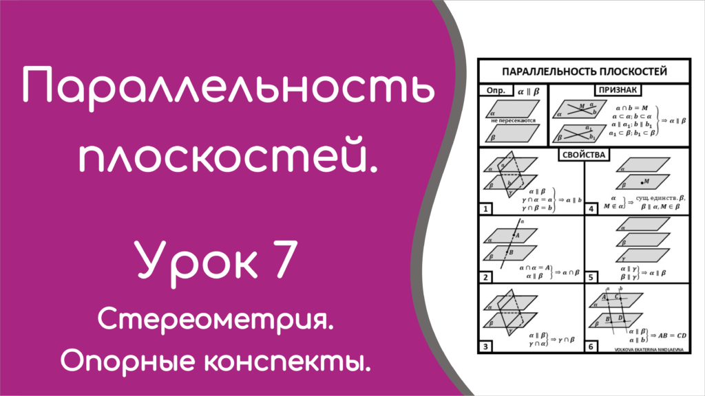 Read more about the article Параллельность плоскостей. Урок 7. Опорный конспект.