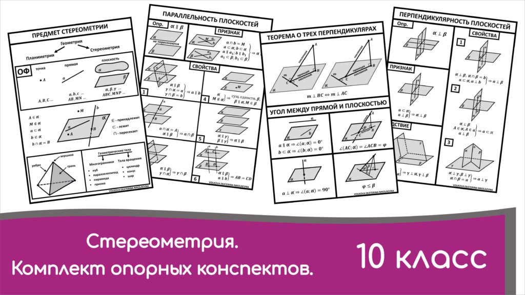Read more about the article Комплект опорных конспектов по стереометрии. 10 класс.